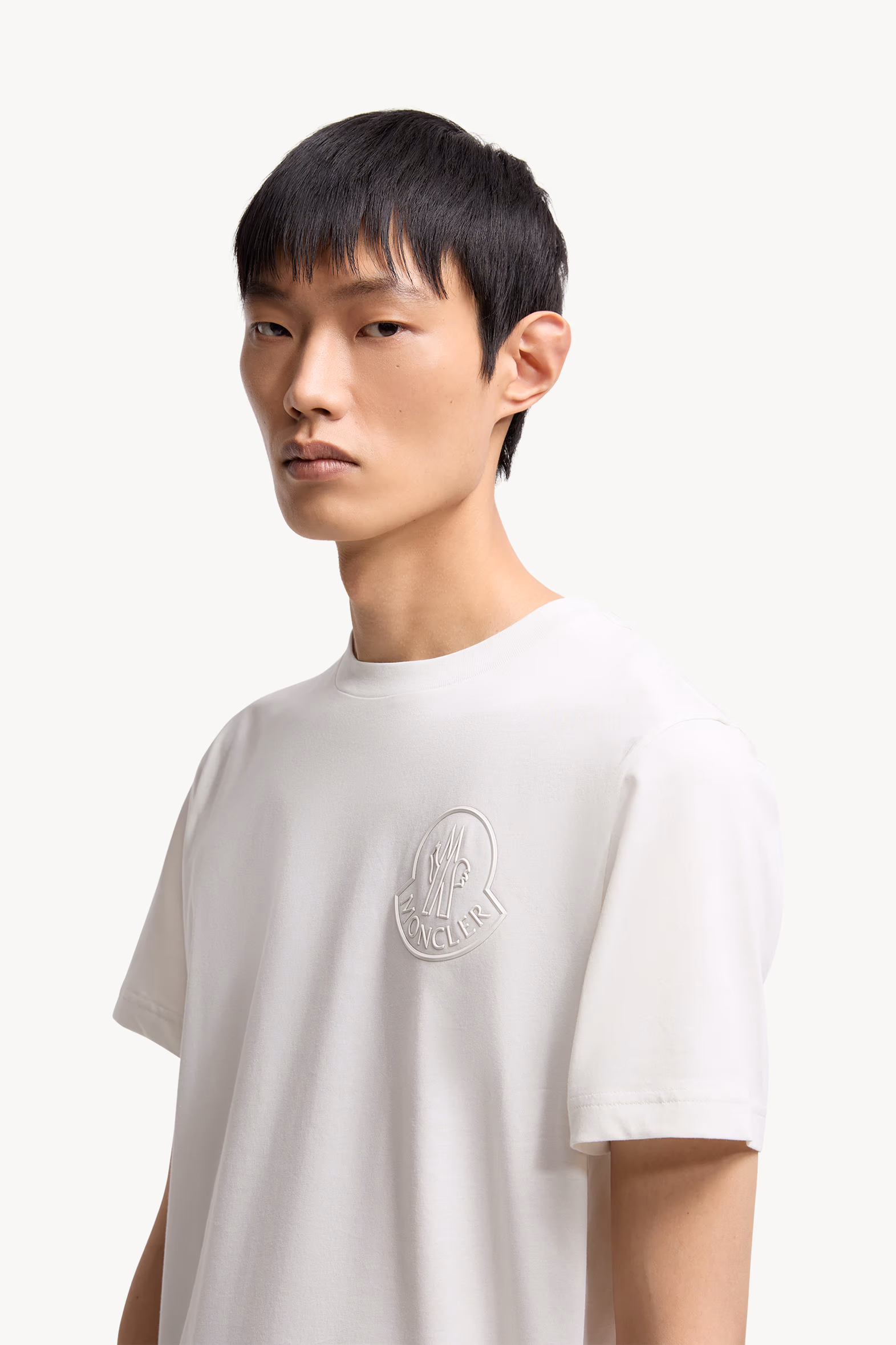 Three-Dimensional Logo Cotton T-Shirt Men White Moncler 4